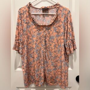 Amana Womens Flowered Plus 2X Top